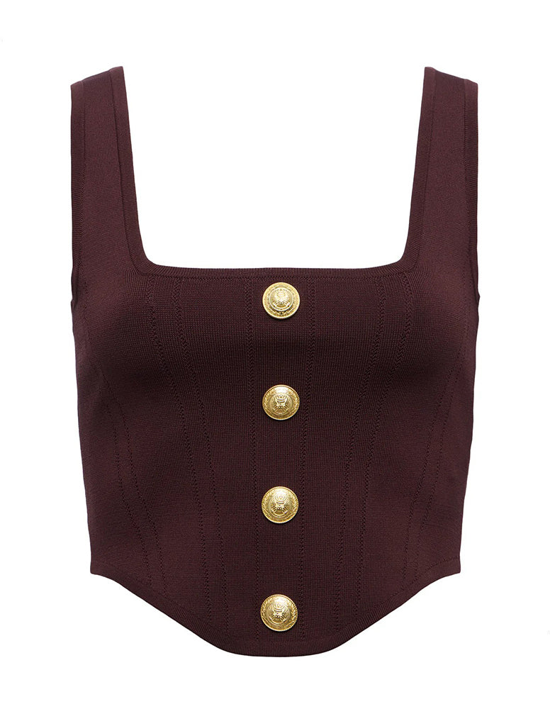 Saga Square Neck Knit Contrast - L'AGENCE