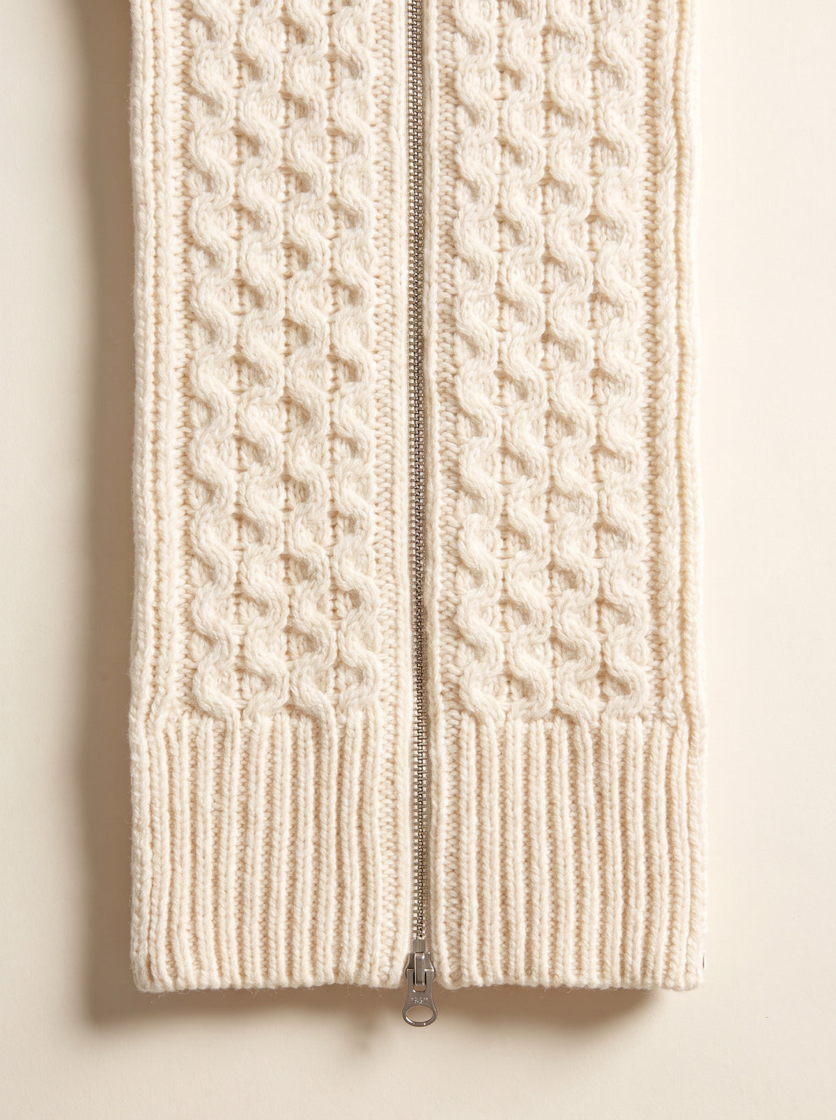Upstate Wool Dickey — Ivory – IVORY - Lower Knit and Zip Detail