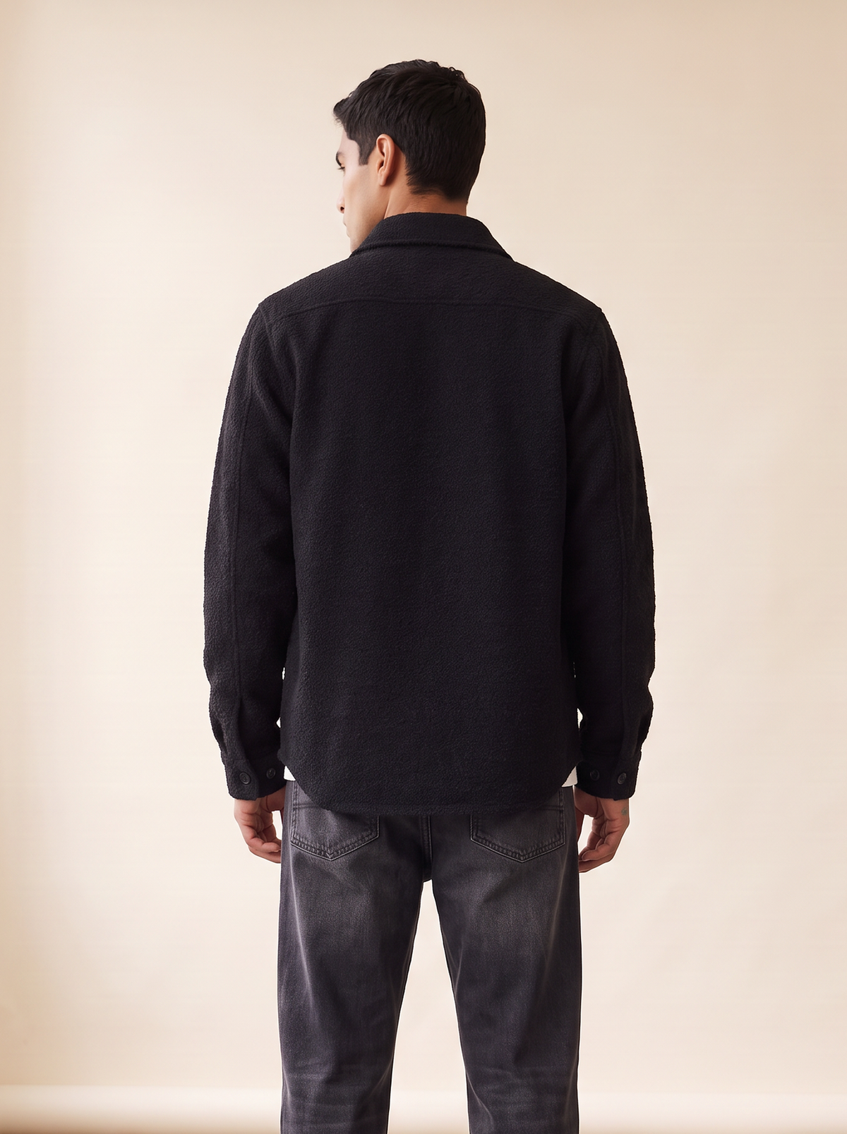 BOUCLÉ OVERSHIRT - LES DEUX – BLACK - Hero Back