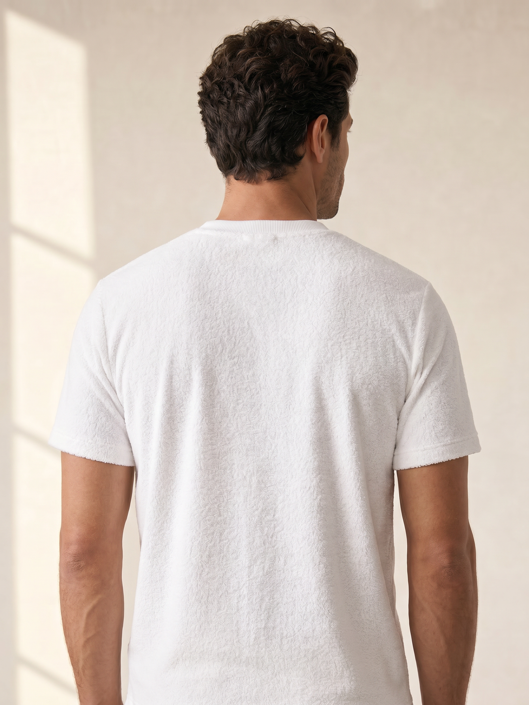 Gran Sasso Terry Cotton T-Shirt – White - Mid-body Back