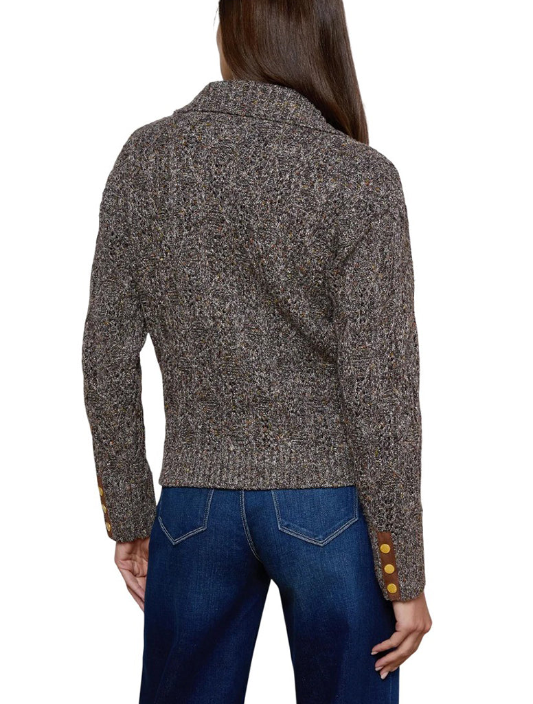 Shiloh Suede Trim Cardigan - L'AGENCE