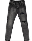 SKINNY PLAID PATCH JEAN - PURPLE