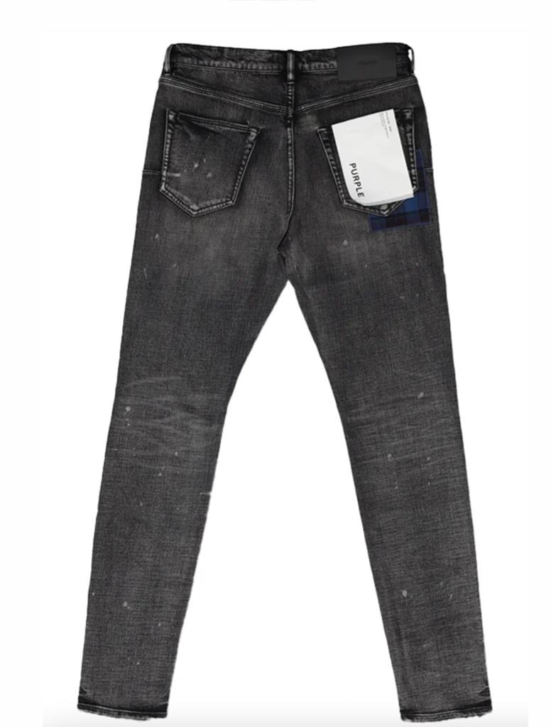 SKINNY PLAID PATCH JEAN - PURPLE