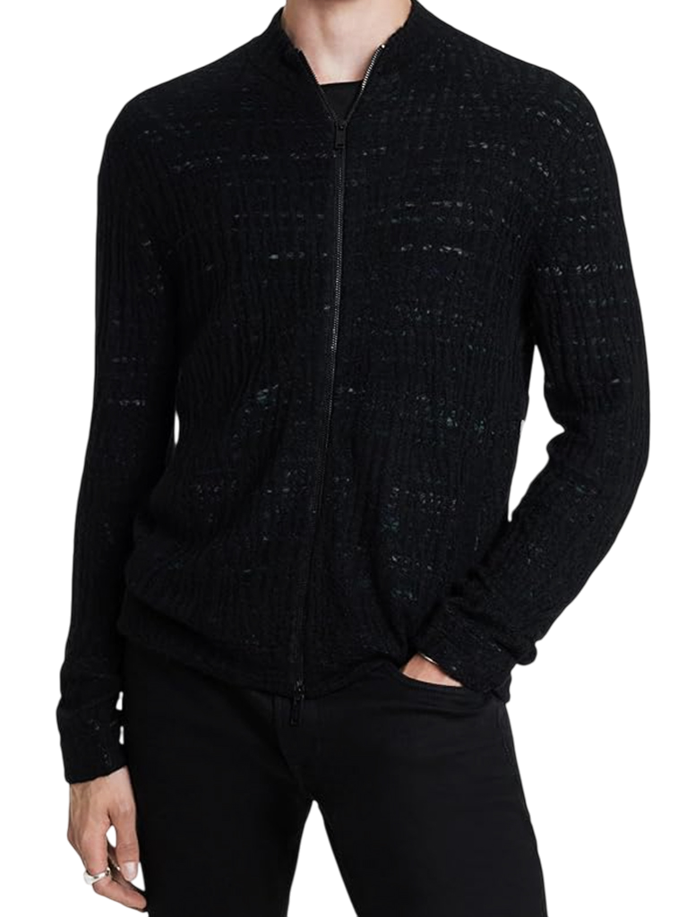 SWEATER JACKET WITH FEEDER STRIPE - JOHN VARVATOS