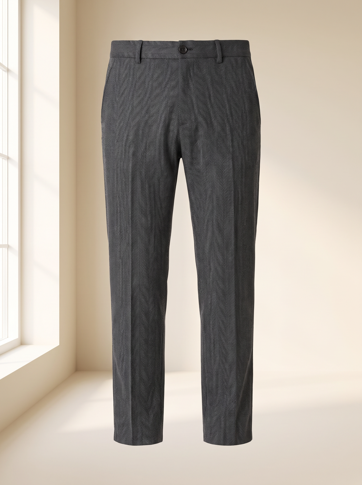 HERRINGBONE REG SUIT PANTS - LES DEUX – BLACK - Ghost Front