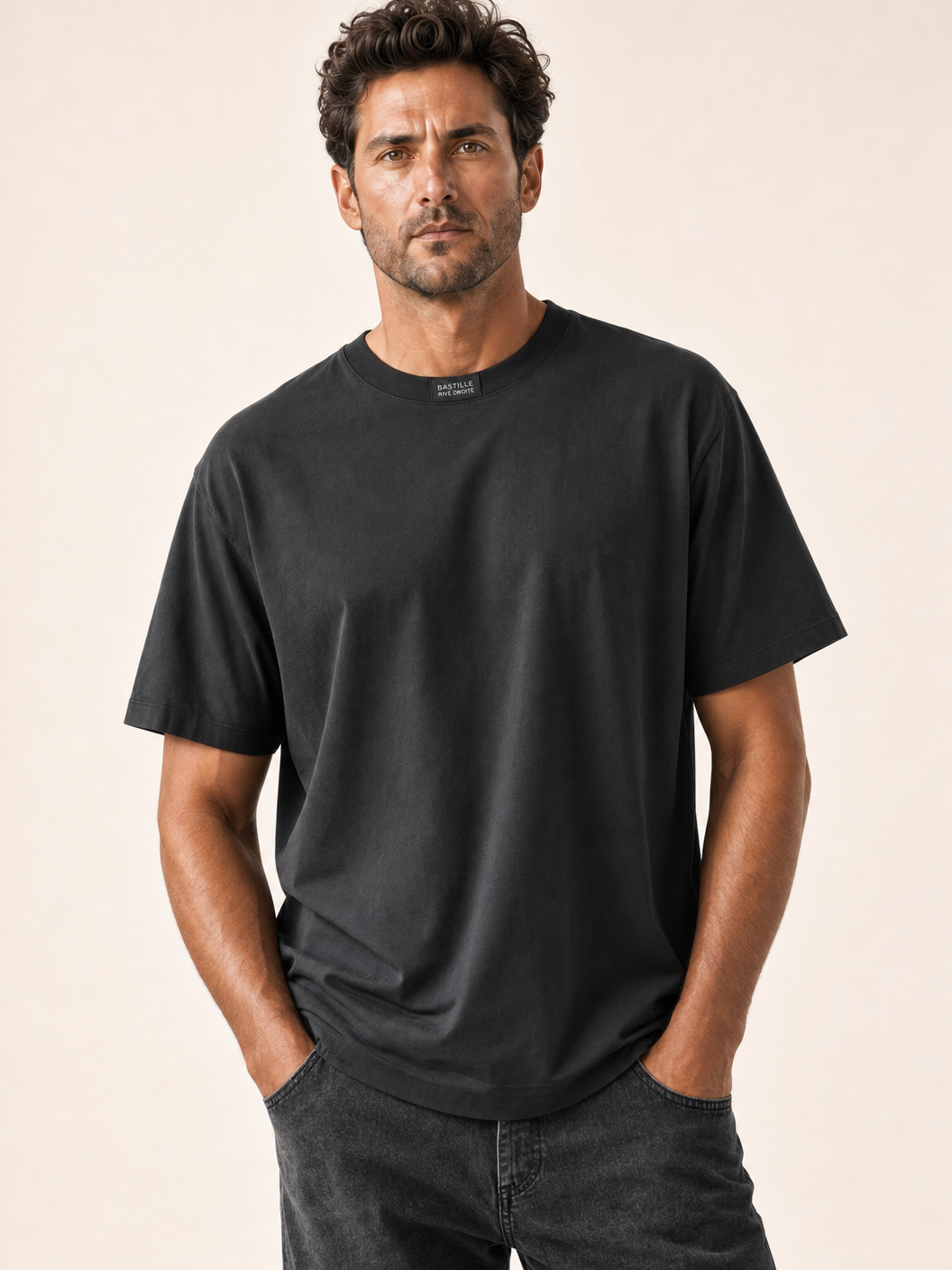 Bastille Alcantara Printed T-Shirt — Black — Detail Front