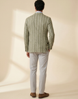 Fugàto Wide Pin Stripe Knit Blazer – Green - Full Body Back