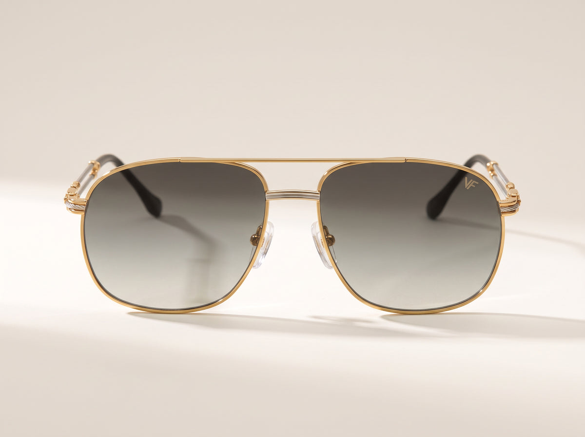 Vintage Frames Snatch Double Rope Edition 18KT Two-Tone Gold – Gray – YELLOW / WHITE GOLD / GRAY - Front hero