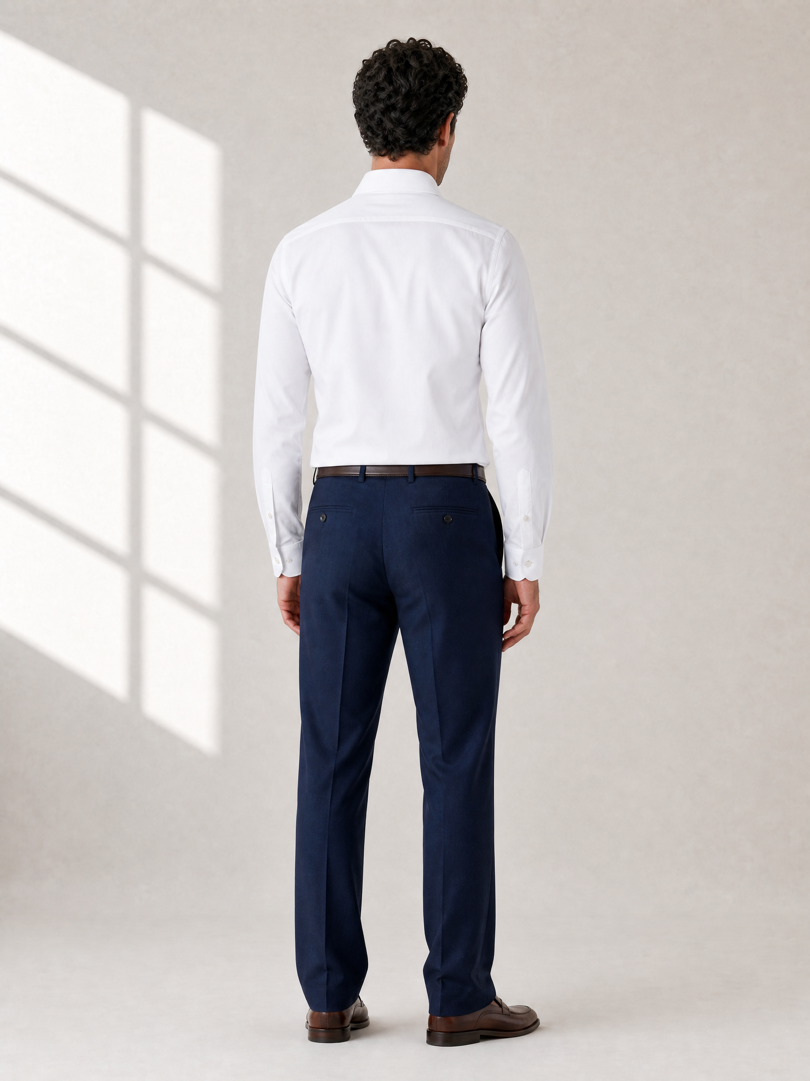 SAND Luxury Italian Dress Shirt – WHITE - Full Back Model