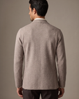 FERRANTE MERINO WOOL DOUBLE-BREASTED KNIT JACKET – WARM BEIGE TAUPE - Mid-body Back