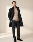 Sultan C Stand-Collar Coat – SAND – BLACK - Full Front Model