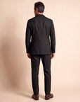 Circolo 1901 Double-Breasted Herringbone-Print Suit – BLACK - Full Back Model