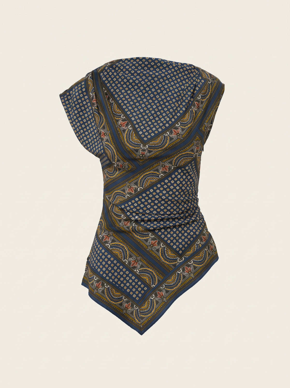 Yvonne Asymmetric Scarf Top — Heritage Navy Multi – HERITAGE NAVY MULTI - Ghost Back