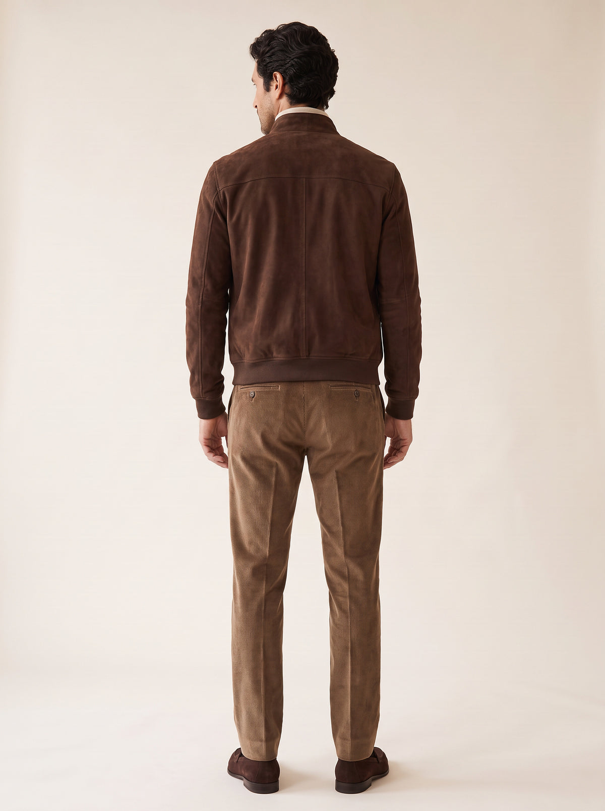 Brandon Corduroy Trousers – SAND – DARK BROWN - Full Body Back