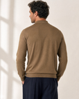 LS Knit Button-Down Shirt Gabriele Pasini – BROWN - Hero Back