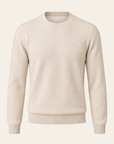 FERRANTE ESSENTIAL TEXTURED MERINO CREWNECK – WARM CREAM - Ghost Mannequin Front