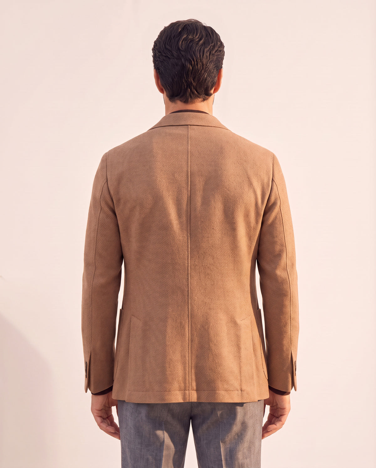 Circolo 1901 Garment-Dyed Soft Twill Wool Blazer – LIGHT MOCHA - Mid-Body Back