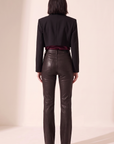 Evie High Rise Slim Boot Pant - PISTOLA – COATED MOCHA - Full Back Model