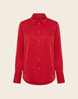 Silk Relaxed Shirt – CHERRY - Ghost Mannequin Front