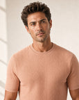 Gran Sasso Zig-Zag Knit Cotton-Blend T-Shirt – Salmon - Portrait Crop