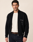 DADDY KNIT ZIP CARDIGAN - DOM REBEL – BLACK - Hero Front