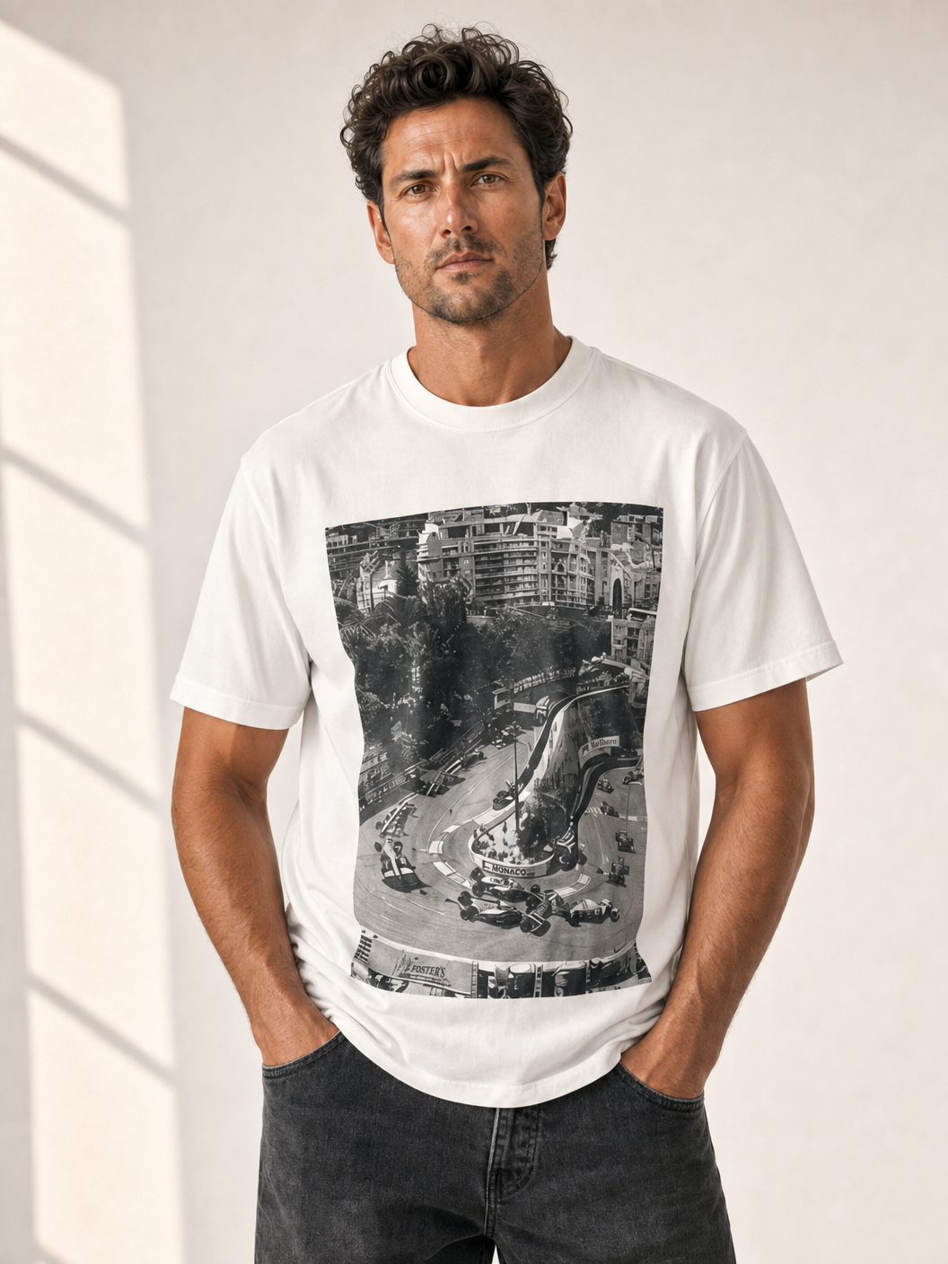 Bastille Direct Printed T-Shirt Curve — White — Detail Front