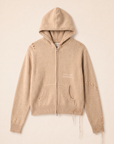 NIGHTCRAWLER KNIT HOODIE - DOM REBEL – BEIGE - Ghost Mannequin Front
