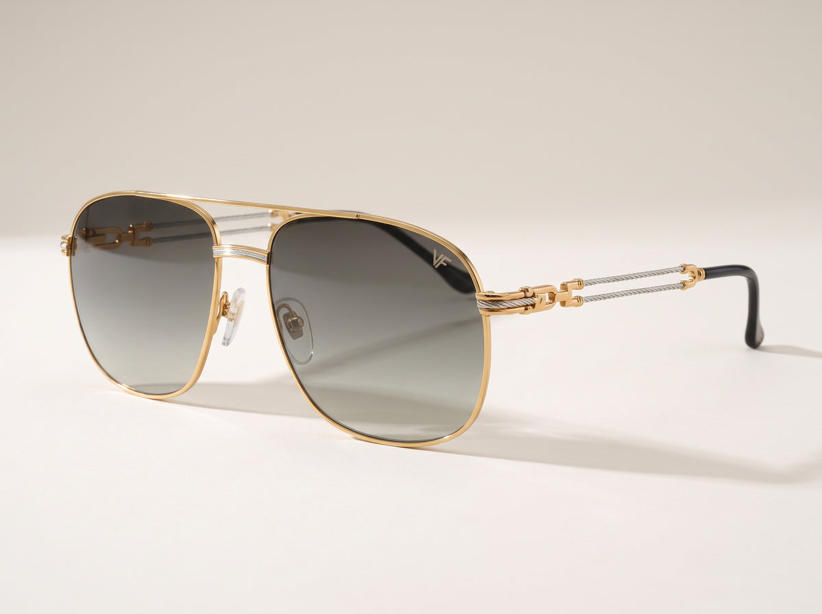 Vintage Frames Snatch Double Rope Edition 18KT Two-Tone Gold – Gray – YELLOW / WHITE GOLD / GRAY - Three-quarter