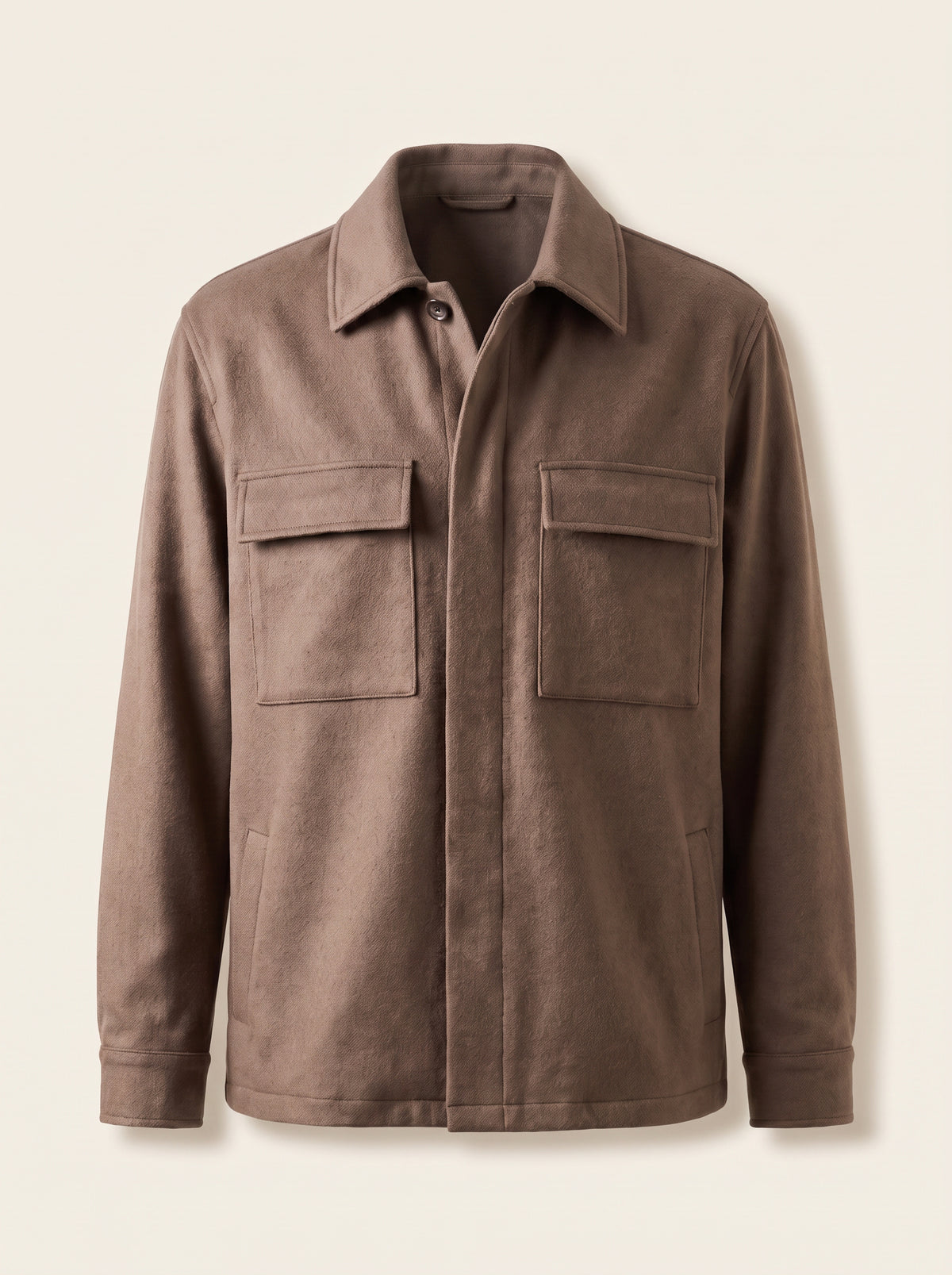 Cashmere Light Aiden Pocket Shirt Jacket – SAND – BROWN - Ghost Front