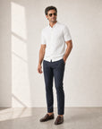 Gran Sasso Cotton Cable Knit Full-Button Polo – White - Hero Front