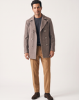 FERRANTE ESSENTIAL TEXTURED MERINO CREWNECK – DARK CHARCOAL - Full Front Model