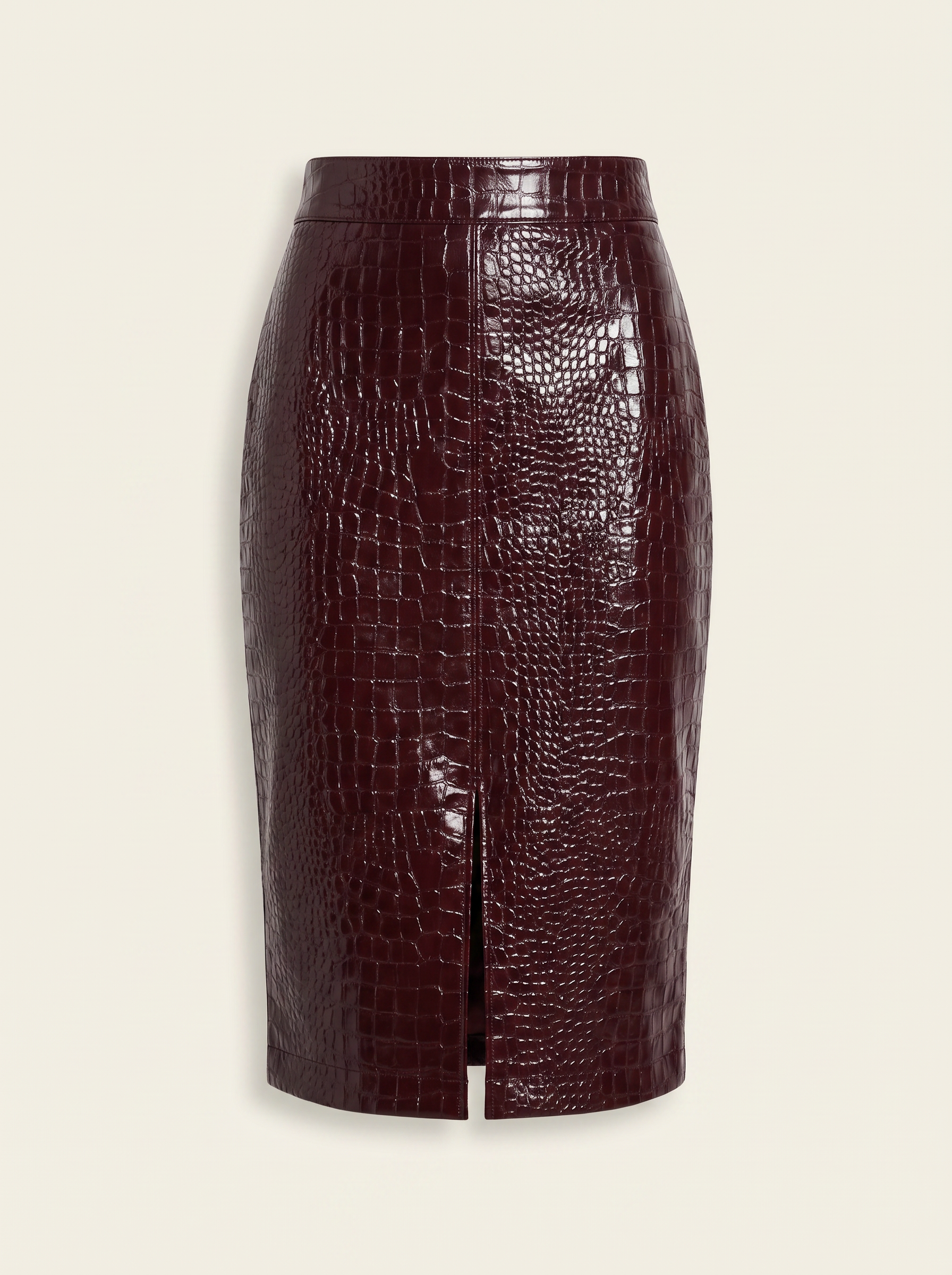 Violetta Vegan Leather Skirt – DARK PORT CROC - Ghost Mannequin Front