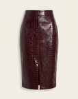 Violetta Vegan Leather Skirt – DARK PORT CROC - Ghost Mannequin Front