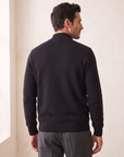 RICE STITCH FULL-ZIP CARDIGAN – BLACK - Hero Back