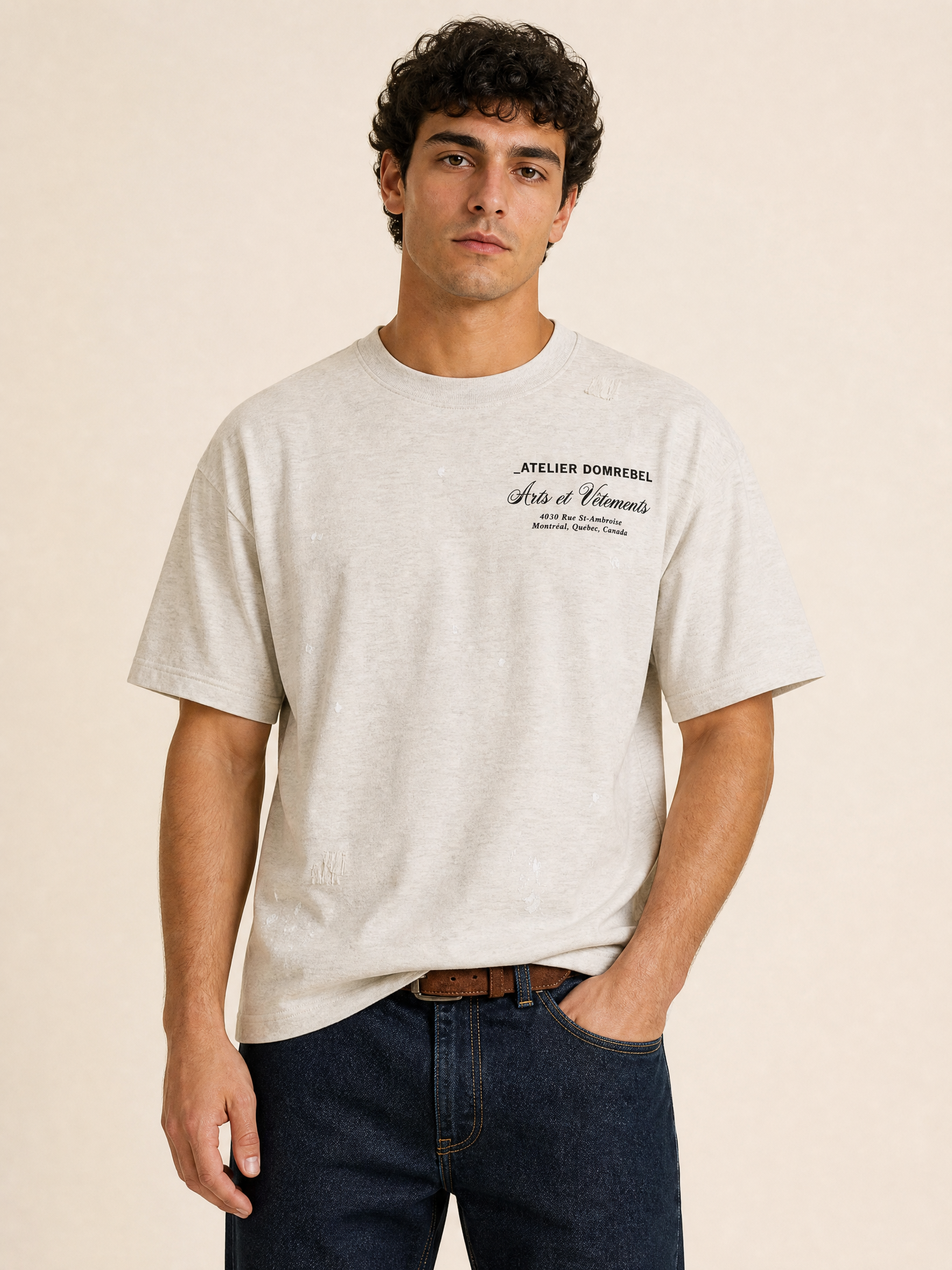 ART VETEMENTS T-SHIRT - DOM REBEL – GREY - Hero Front