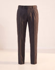 Briglia BG21 Mélange Pleated Trouser – BROWN - Ghost Mannequin Front