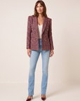 Karima Tweed Blazer – MERLOT RED/ECRU TWEED - Full Front Model