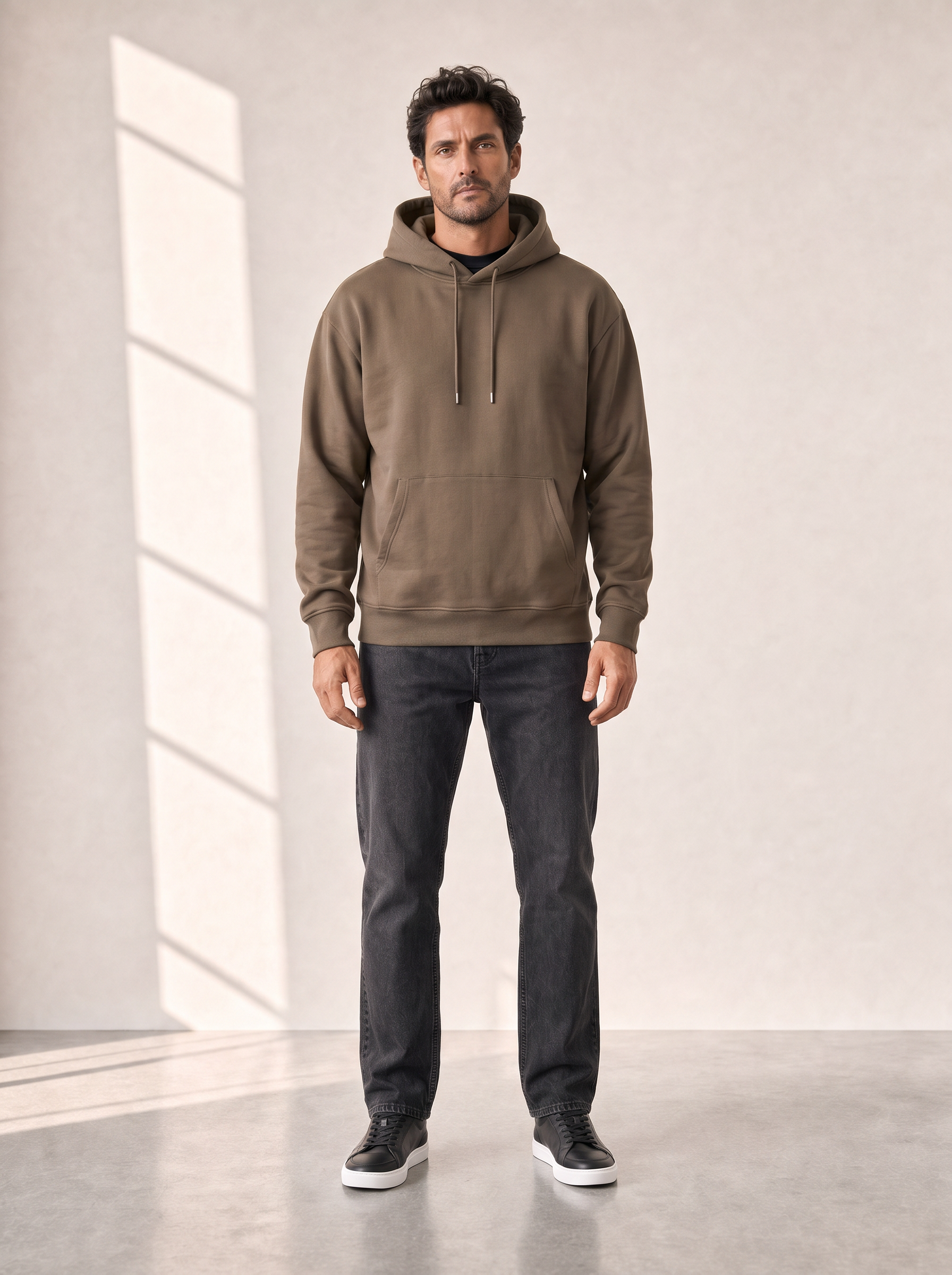 BOMB SILK PRINT HOODIE - BASTILLE – ARMY - Full Body Front