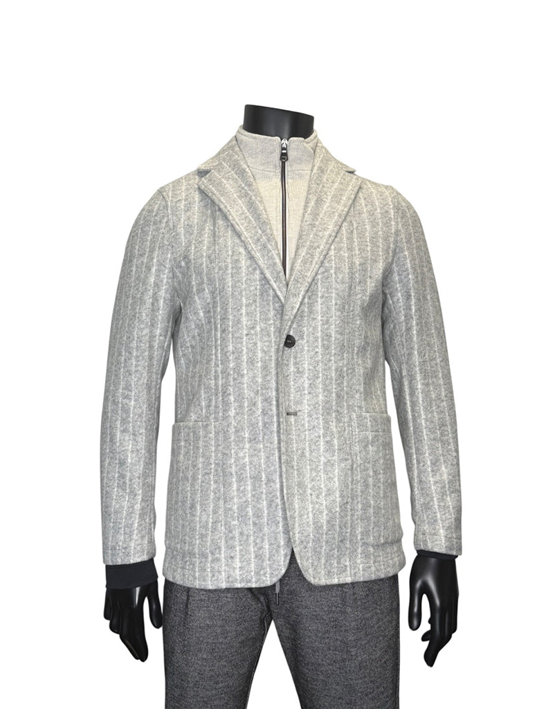 WOOL PINSTRIPE JACKET WITH INSERT - FRADI