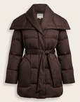 Glacier Shawl Puffer Jacket – DARK JAVA - Ghost Mannequin Front