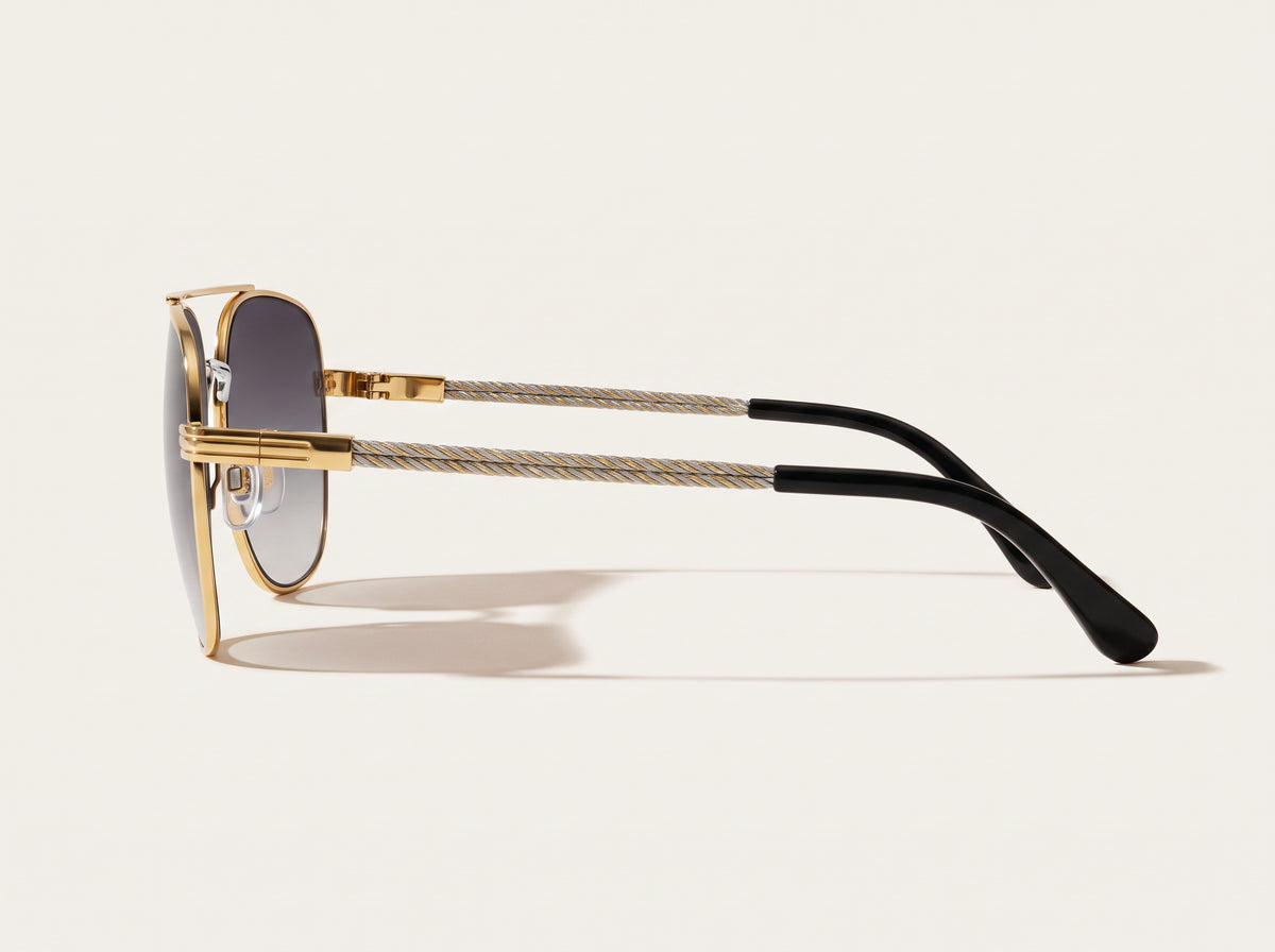 Vintage Frames Snatch Double Rope Edition 18KT Two-Tone Gold – Gray – YELLOW / WHITE GOLD / GRAY - Side profile