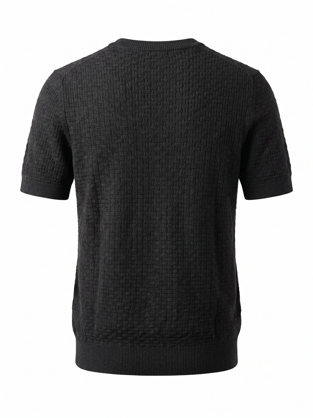 Gran Sasso Cotton Linen Brick T-Shirt – Black - Ghost Mannequin Back