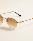 Vintage Frames Detroit Player Drill Mount 24KT Gold – Light Brown Gradient – YELLOW GOLD / LIGHT BROWN GRADIENT - Three-quarter