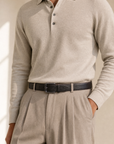 Paolo Vitale Pebbled Leather Belt – BROWN - Styled Waist Front