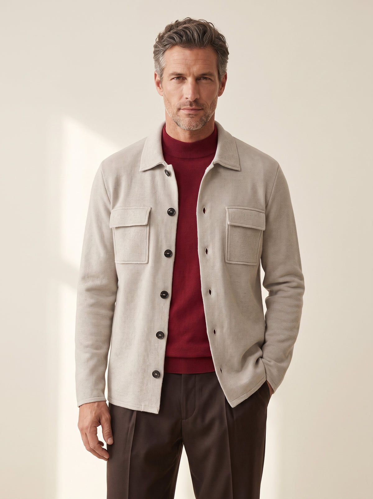 Gran Sasso Milano-Rib Shirt Jacket — Slate - SLATE - Hero Front