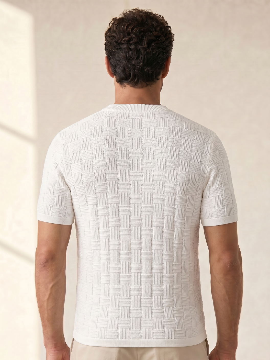 Gran Sasso Cotton Linen Brick T-Shirt – White - Mid-body Back