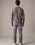 FERRANTE ROYAL RED WOOL-CASHMERE MELANGE CREWNECK – WARM BROWN GREY CREAM MELANGE - Full Back Model