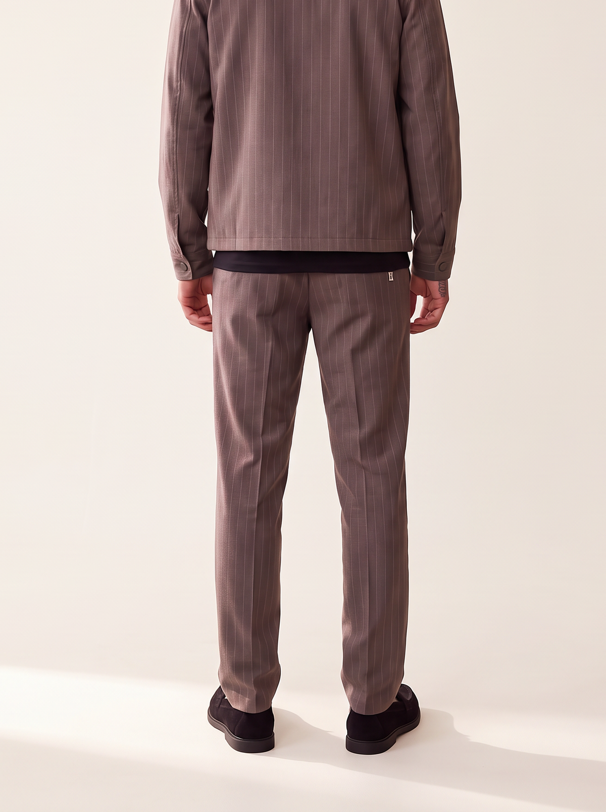 PINSTRIPE TAPERED SUIT PANTS - LES DEUX – SHOPPING BAG BROWN - Hero Back