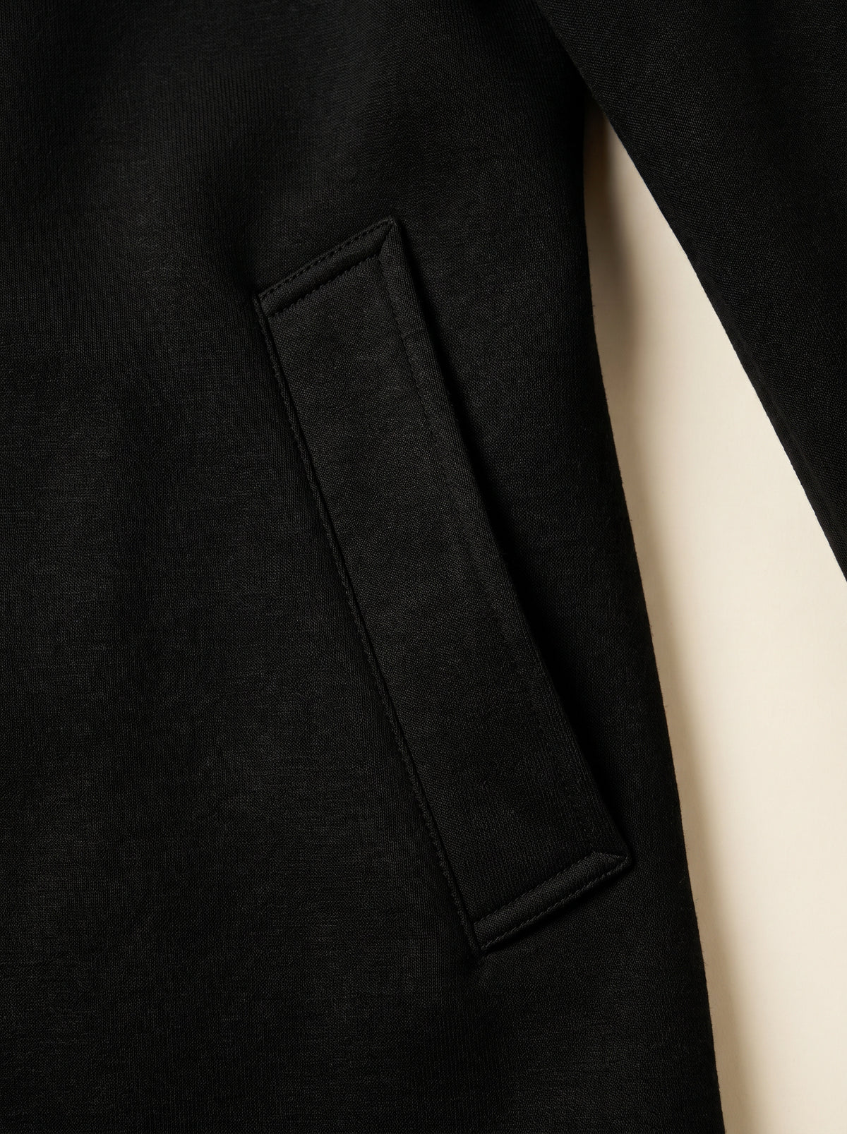 FRADI Kyran Stand-Collar Coat – BLACK - Pocket Fabric Detail