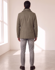 WOOL-BLEND JACKET WITH DETACHABLE BIB – OLIVE - Full Body Back